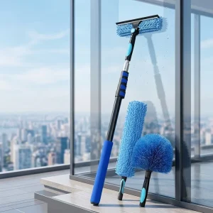 Customizable 5 Piece 12 Foot Long Handle Microfiber Duster Kit with Extendable Wand Bendable Ceiling Cleaner for Home