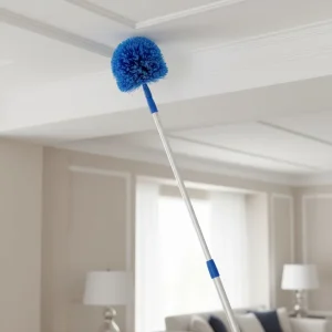 Customizable Blue Eco Friendly PP Material Steel Handle PET Brush Extendable Cobweb Duster Ceiling Fan Cleaner