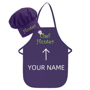 Customizable Breathable Eco Friendly Children’s Sleeveless Kitchen Bib Set Toddlers Cooking Baking Chef Hat