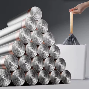 Customizable Drawstring Garbage Bags Heat Seal HDPE Material Recycled HDPE Custom Logo Option Carton Packaging