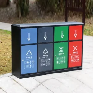 Customizable Factory Metal Sorting Garbage Bins Open Top Street Recycling Trash Waste Bins for Public Commercial Use