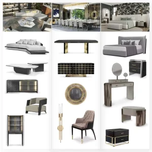 Customizable Geometric Gray Modular Sectional Sofa