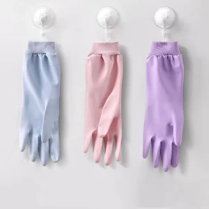 Customizable Hanging PVC Household Gloves with Thickened Fleence, Anti Slip, and Durable Kitchen Cleaning