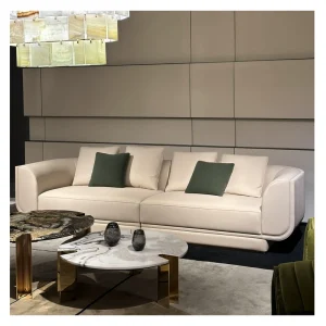 Customizable Italian Leather Extendable Sectional Sofa Set
