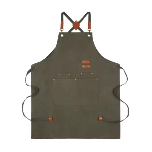 Customizable Logo Adjustable Sleeveless Canvas Work Apron Unisex Chefs Bakers Woodworkers Heavy Duty Cleaning Washable Reusable