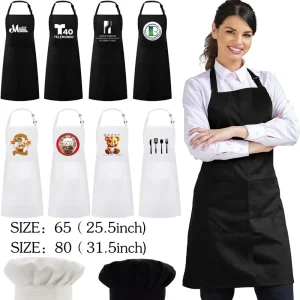 Customizable Logo Printing Waterproof Sleeveless Polyester Chef Kitchen Catering Apron
