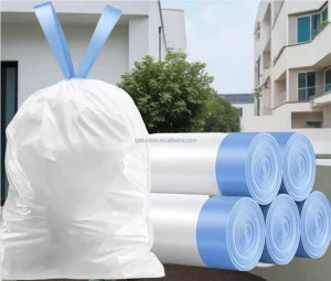 Customizable PE Garbage Bags High Strength Recyclable Drawstring Trash Pouches Big Household Restaurant Packaging