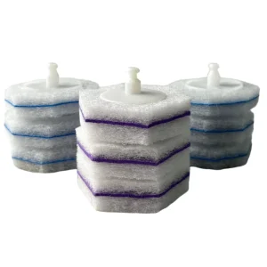 Customizable Packaging, Multi-color and Multi-shape Toilet Brush Replacement Packs with Cleaning Solution.