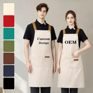 Customizable Reusable Waterproof Canvas Polyester Kitchen Bib Apron Oil Proof Adjustable for Waiter Carpenter Barista Washable