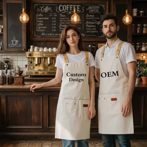 Customizable Sleeveless Waterproof Canvas Polyester Bib Kitchen Apron Oil-Proof Adjustable Anti-static Food Handling Home Use