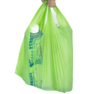 Customizable T Shirt Bag PBAT+PLA+Cornstarch Biodegradable Vest Handles Eco Friendly Durable Green/White Grocery Shopping
