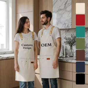 Customizable Waterproof Canvas Polyester Sleeveless Bib Apron Oil-Proof Anti-static Adjustable for Waiter Carpenter Waist
