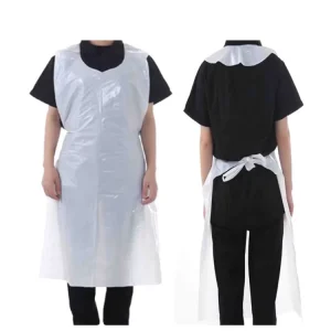 Customizable White Blue Medical Disposable PE Plastic Aprons Cleaning Use