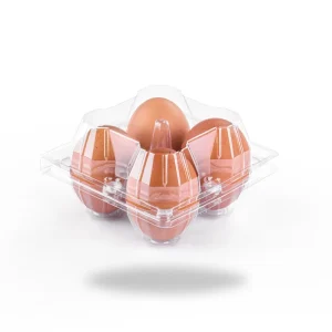 Customized 4-Cell One-Piece Clamshell Disposable PET Plastic Egg Tray