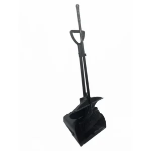 Customized Black Broom Dustpan Set Windproof Upright with Bristle Head for Floor Cleaning