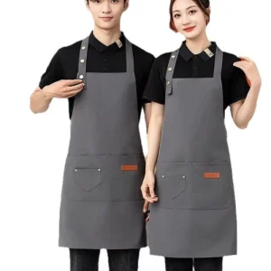 Customized Canvas Heat-resistant Work Apron for Barbecue Kitchen Cooking Woodworking Gardening Mens and Womens Styles with Pockets