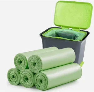 Customized Eco Friendly PLA+PBAT Corn Starch Compostable Star Bottom Trash Bag Heat Seal Biodegradable Garbage Bin Liner