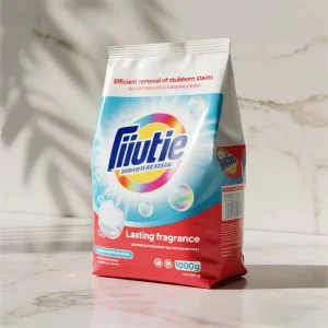 Customized Glossy Finish Full Printing Square Bottom Side Gusset Flat Bottom Pouch for Household Product Washing Powder