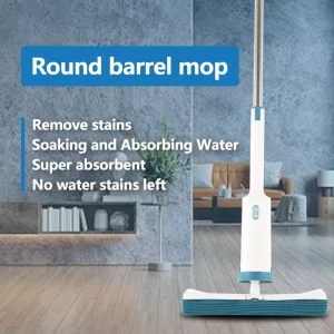 Customized Hands-Free Steel Pole Sponge Mop Four-Side Wringing Fast Absorption Reusable High Dehydration Rate Lightweight