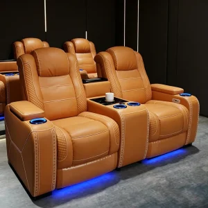 Customized Home Theater Villa Leather Electric Reclining Massage Sofa