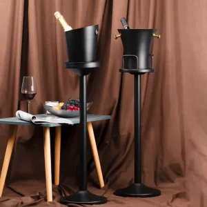 Customized Ice Bucket Bulk Gold Rull champagne Beer Stainless Steel Metal Tin Ice Bucket with Stand for Htel Bars Restaurant