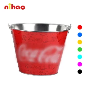 Customized Ice Buckets with Full Color Logo Metal Beer Bucket Champagne Bucket for Party Promotional Events