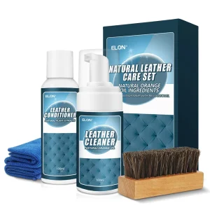 Customized Logo 100+100ml Leather Cleaning Kit Natural Orange Oil Leather Conditioner Brush Towel Foam Leather Cleaner Shoe Care