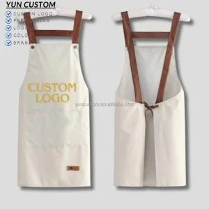 Customized Logo Adjustable Cooking BBQ Chef Kitchen Canvas Print Embroidered Milk Tea Flower Coffee Shop Waiter Work Apron