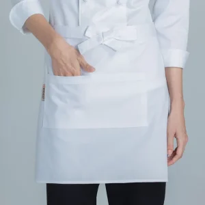 Customized Logo Black Half Waist Chef Server Aprons for Men and Women Restaurant & Kitchen Use