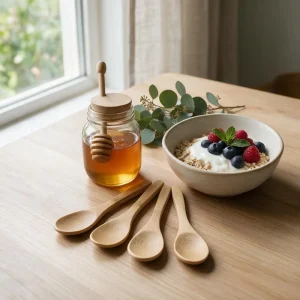 Customized Logo Disposable Wooden Spoon Different Size Small Bamboo Spoons for Honey Coffee Coconut Oil Soup