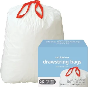 Customized Logo LDPE HDPE Recycle Plastic Trash Bag 13 Gallon Tail Kitchen Bags Ordure Drawstring Garbage Bags