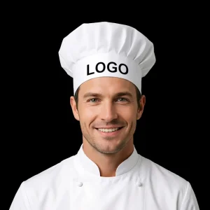 Customized Logo Premium Polyester Cotton Adjustable Elastic Chef Hats for Food Restaurant Bar Kitchen Baker Cooking Catering
