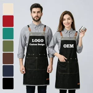 Customized Logo Printed Fashionable Eco Friendly Breathable Durable Lightweight Machine Washable Water Resistant Apron