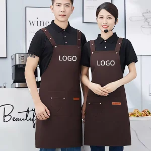 Customized Logo Workwear Apron Resistant Kitchen Home Service Restaurant Apron Waist Waitress Apron
