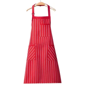 Customized Personalized Apron with Logo Polyester Cotton Striped Adjustable Large Pocket Apron