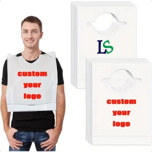 Customized Printed Lobster Crab Sea Food Dinning Apron Bibs Disposable Waterproof Plastic Restaurant Adult Bibs with Logo