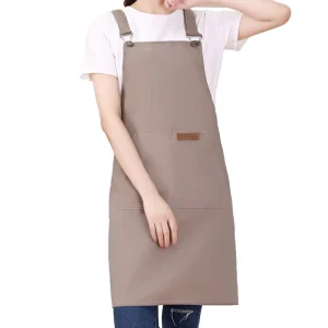 Customized Sleeveless Polyester Canvas Apron Durable Logo Printing Embroidery Screen Printing Easy Clean Reusable Food Service