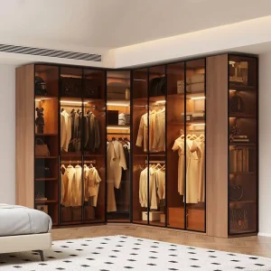 Customized Wood Melamine U-Shaped Walk-In Closet System