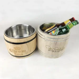 Customized Wooden Barrel Ice Bucket with Stainless Steel for Beer
