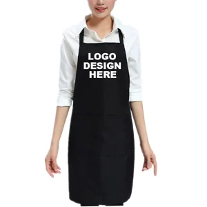 Customized Your Logo 2 Front Pockets Plain Color Cooking Apron Chef Apron Kitchen