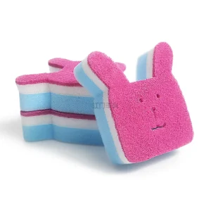 Customized and Durable Rabbit Shape With Sand Containing Scouring Cloth Sponge Cleaning Block