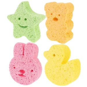Cute Cartoon Shape Wood Pulp Cellulose Bathing Scrubber Baby Shower Body Wash Sponge for Children Newborns Sponges Scouring Pads