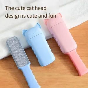 Cute Pet Cat Design Reusable Lint Remover Brush Pet Hair Remover Cleaner Tool Lint Roller Brush for Clothes Carpet Furniture