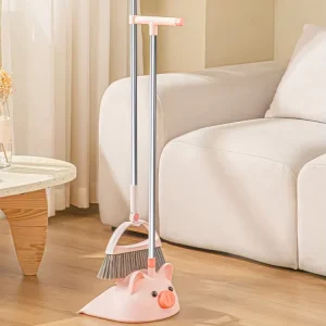 Cute Pink Cartoon Pig Broom Set Dustpan & Broom Plastic Broom Household Sweeping Tool