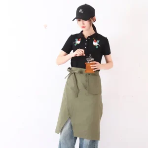 Cute Sleeveless Short Length Design Reusable Casual Style Kitchen Waist Half Apron for Food Commercial Use