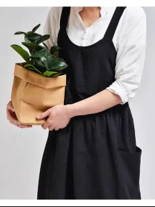 Cute Women Cotton Sleeveless Bib Apron Cross Back Kitchen Baking Cooling Japanese Style Apron