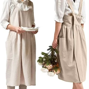 Cute Women Dress Cross Back Apron Blank Kitchen Baking Aprons Japanese Style Apron