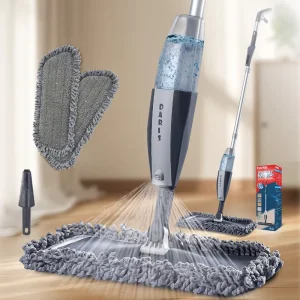 DARIS Water Spray Mops with Refillable Bottle and Washable Microfiber Pads Dry Wet Flat Mop for Hardwood Wood Ceramic