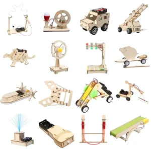 DIY Eco friendly Wooden STEM Educational Puzzle Game Science Experiment Toy Set with Easy Assembly for Kids