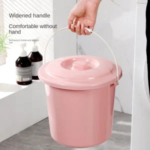 DS0307 PP 8L Eco-Friendly Thickened Household Plastic Bucket Lid Drop Resistant Handheld Water Bucket for School Dormitory